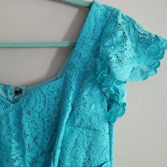 Handmade turquoise vintage inspired princess formal dress - Picture 5 of 8